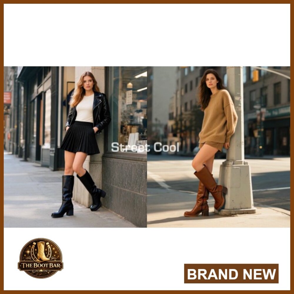Knee High Platform Boots Chunky Heel Round Toe Side Zipper Comfortable Tall - Picture 7 of 7